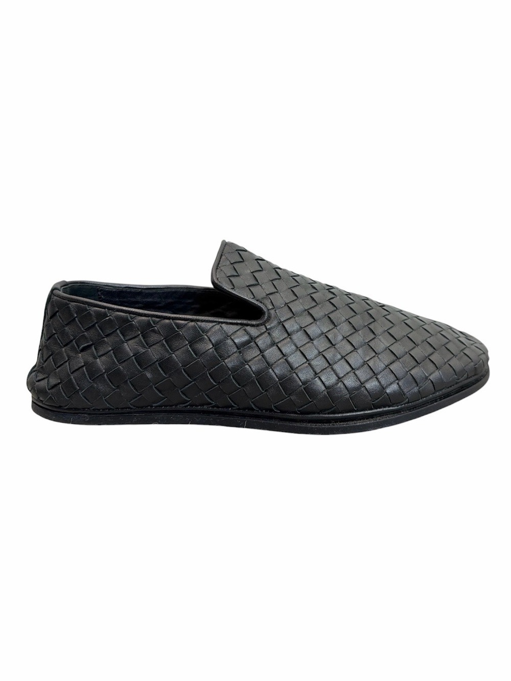 Bottega Veneta Intrecciato black leather quiet luxury men's slippers EU 44 US 11